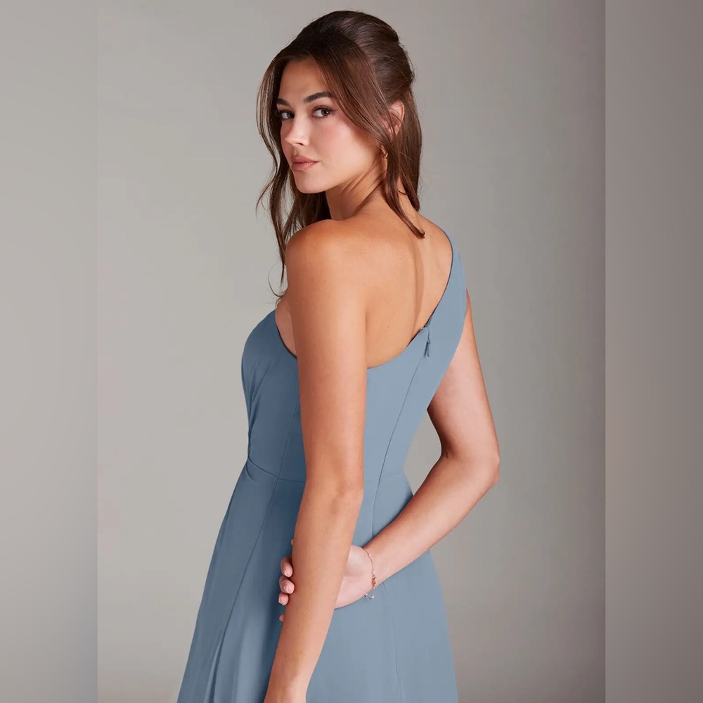 Azazie One Shoulder Blue Dress - Picture 3 of 10
